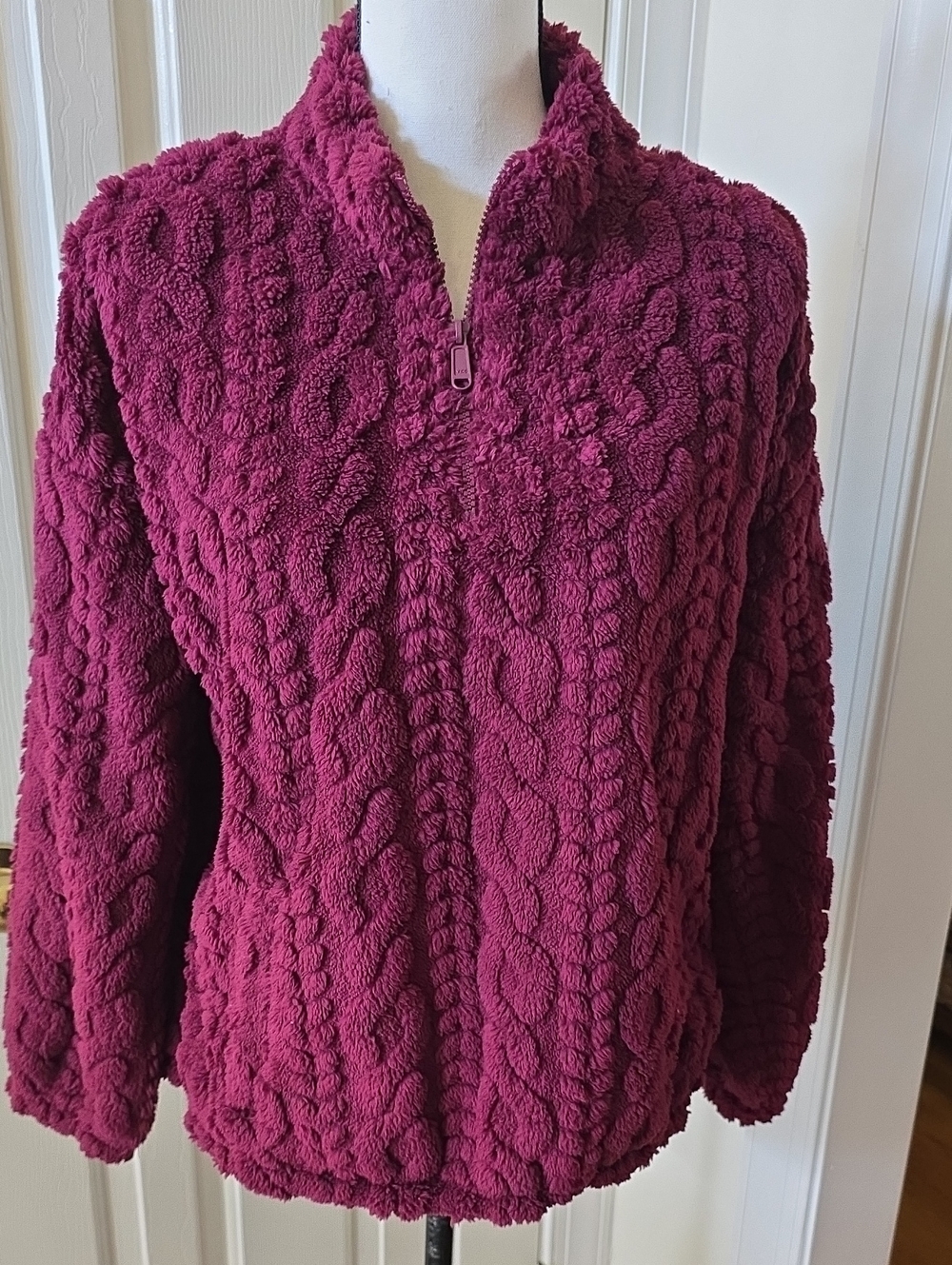 Thereabouts Girl's Plus Plum Cozy Cable-Texture Half-Zip Sweater Size 3XL 22.5P